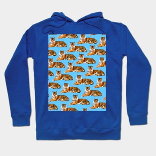 Tiger Pattern on Blue Background Hoodie